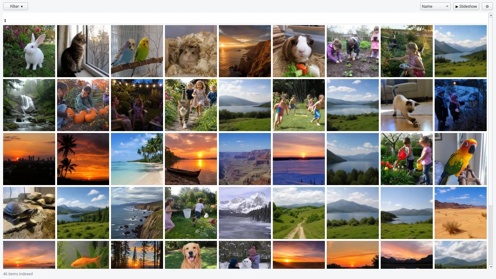 The Image Flow gallery: a grid of photo thumbnails